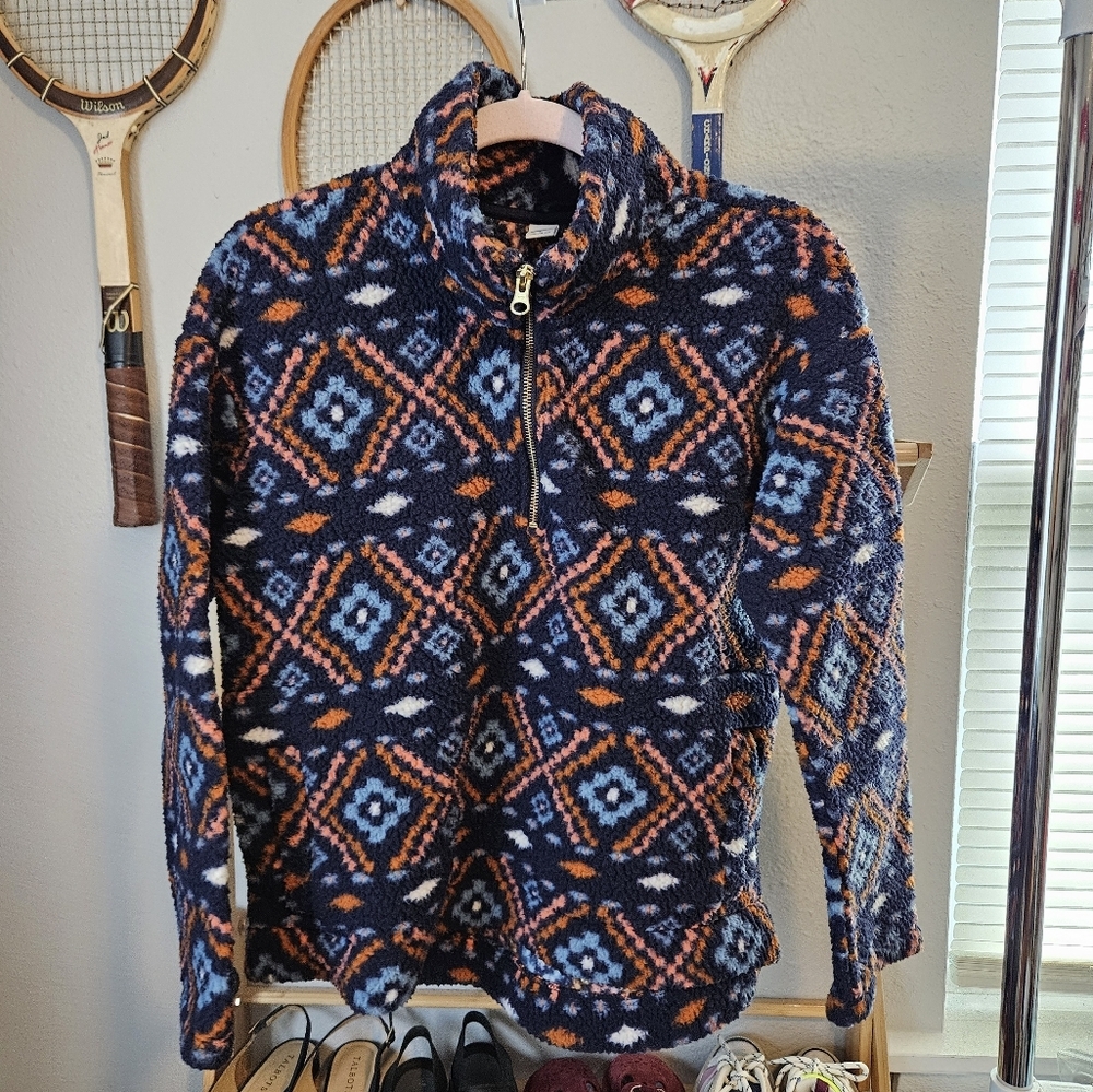 Old navy small western Aztec Sherpa quarter zip sweatshirt